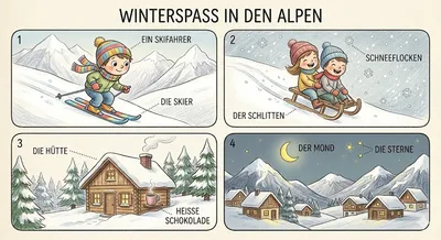Winterurlaub in den Alpen: Ski, Schlitten und Spaß