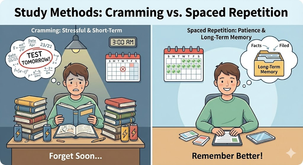 Spaced Repetition vs. Cramming